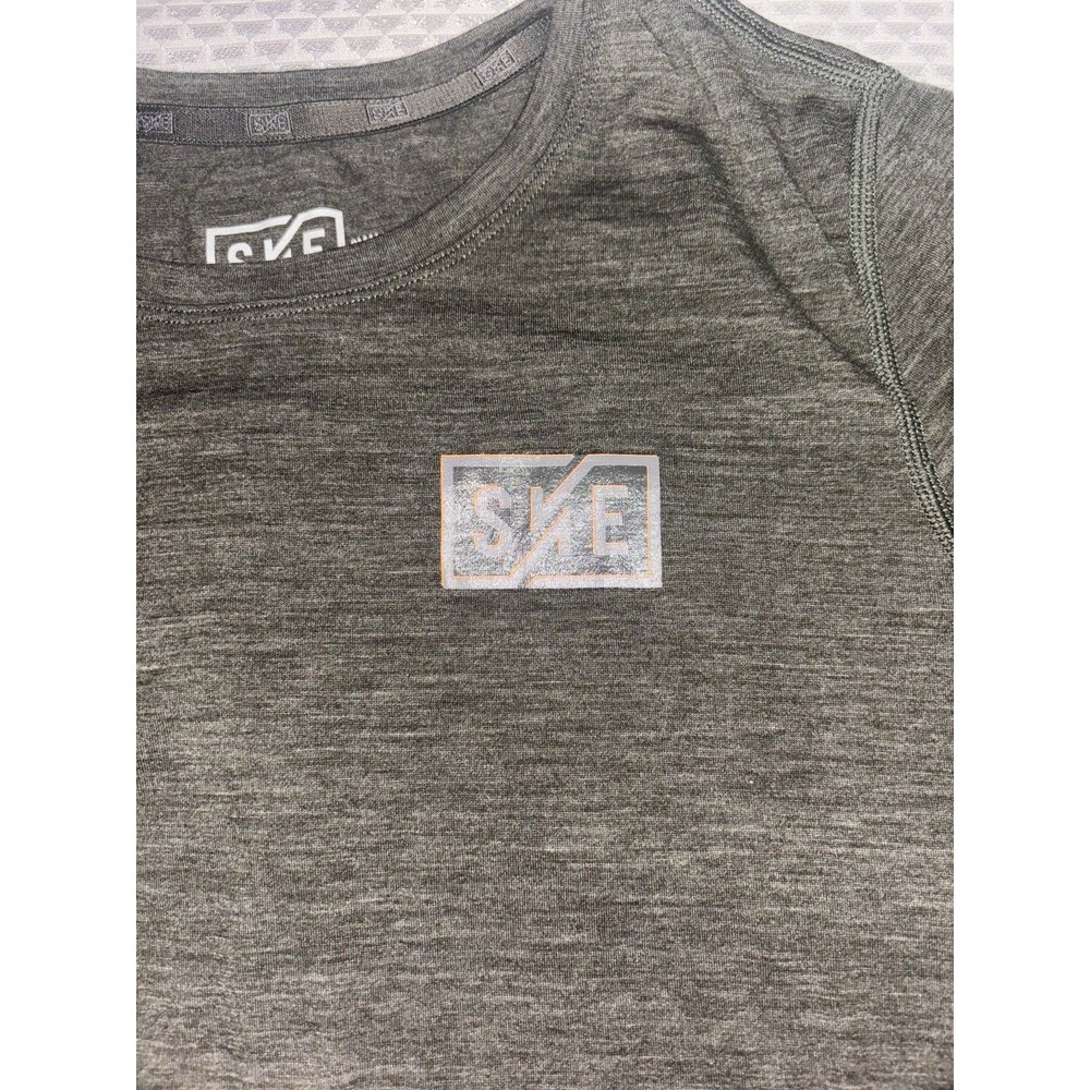 SVE womens Gray Crew Neck Short Sleeve Solid Logo T-Shirt Size S